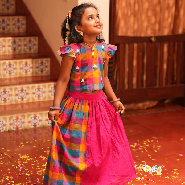 Madras Kattam - Classic Madras checks Pavadai Sattai Set