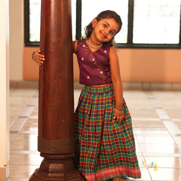 Pavazhamalli - Hand Embroidered Floral Pavadai Sattai Set