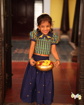 Kizhikoondu - Hand Embroidered Parrot Pavadai Sattai Set