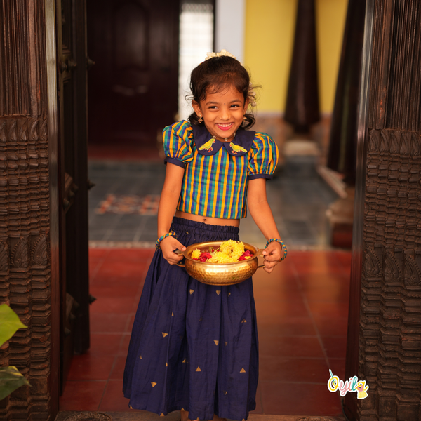 Kilikoodu - Hand Embroidered Parrot Pavadai Sattai Set