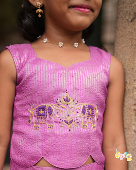 Vaaranam - Hand Embroidered Elephant Pavadai Sattai Set