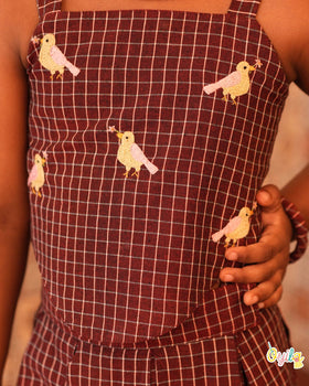 Chittukuruvi - Hand Embroidered Sparrow Pavadai Sattai Set