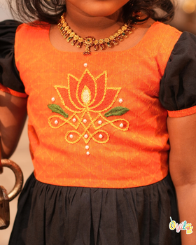 Kamalam - Hand Embroidered Lotus Frock