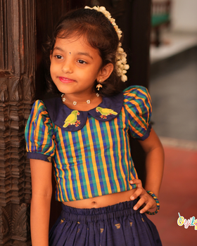 Kizhikoondu - Hand Embroidered Parrot Pavadai Sattai Set