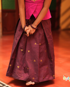 Kambi Kolam - Hand Embroidered Peplum Pavadai Sattai Set