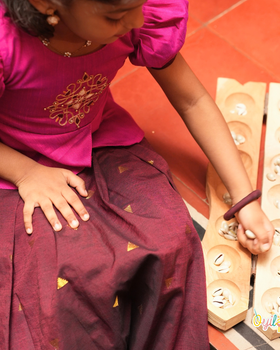 Kambi Kolam - Hand Embroidered Peplum Pavadai Sattai Set