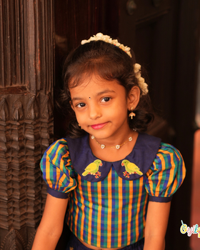 Kizhikoondu - Hand Embroidered Parrot Pavadai Sattai Set