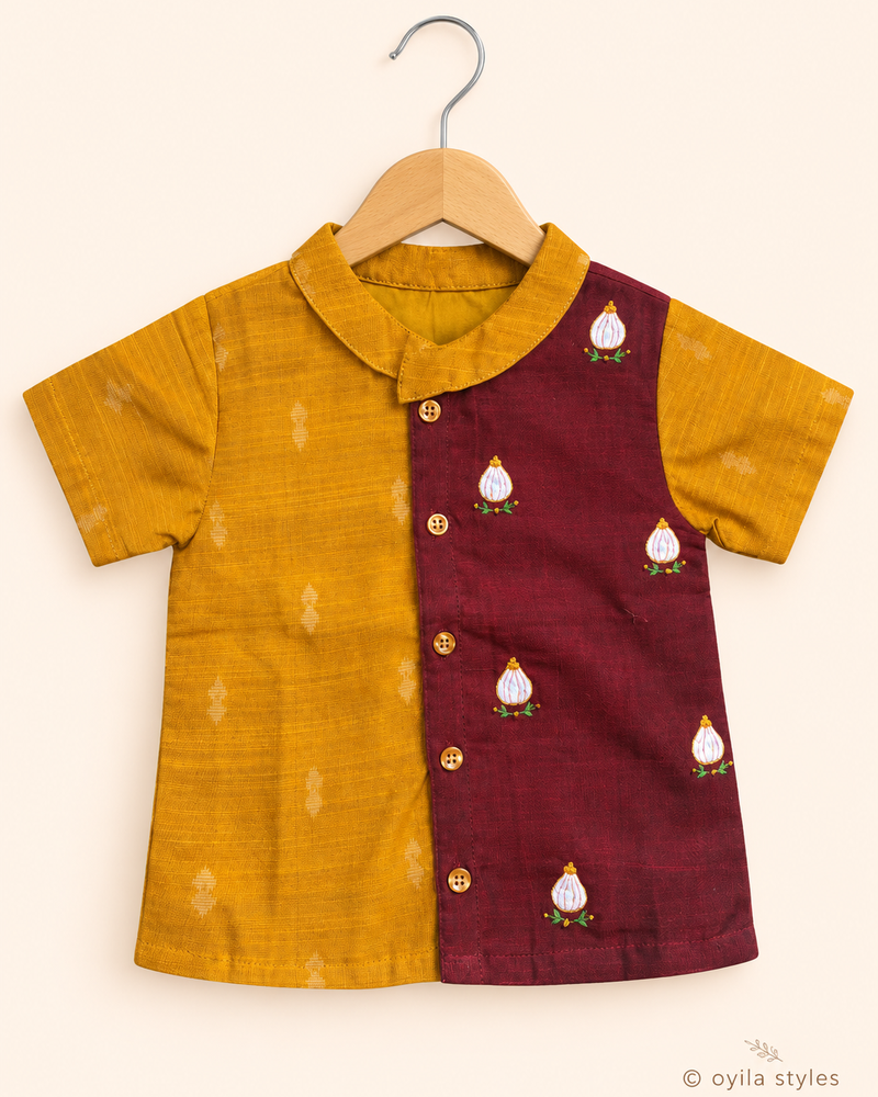 Modak Charm - Hand Embroidered Ganesh Chaturthi Shirt for Boys