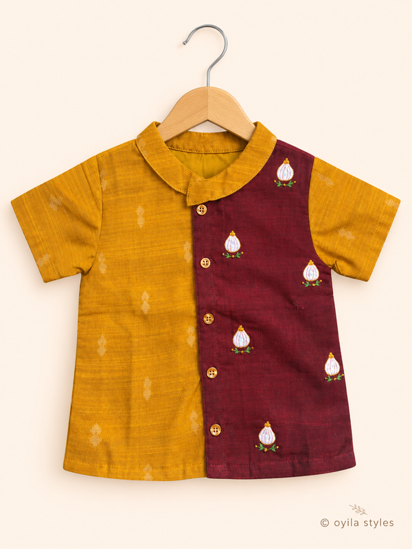 Modak Charm - Hand Embroidered Ganesh Chaturthi Shirt for Boys