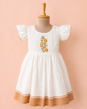 Pookolam Onam frock floral embroidery close-up