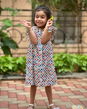 Geometric swirl – Soft Cotton Baby Dress for Summer