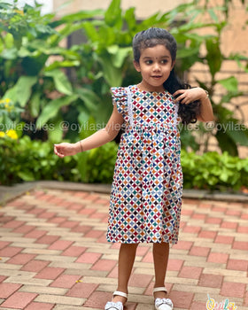 Geometric swirl – Soft Cotton Baby Dress for Summer