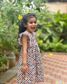 Geometric swirl – Soft Cotton Baby Dress for Summer