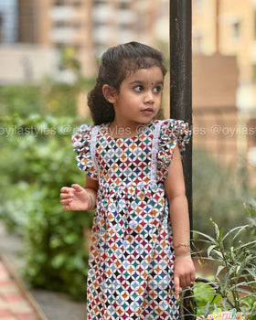 Geometric swirl – Soft Cotton Baby Dress for Summer