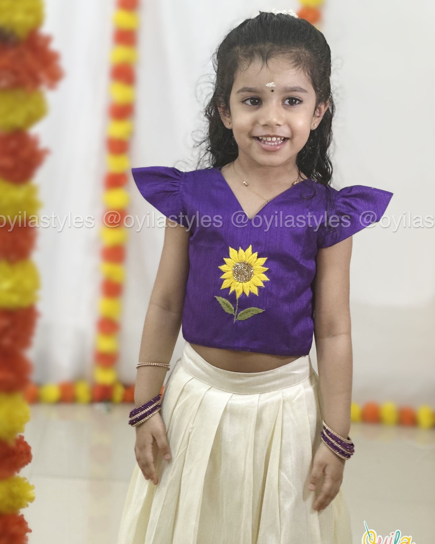 Sooriyam - Hand Embroidered Sunflower Ethnic Set