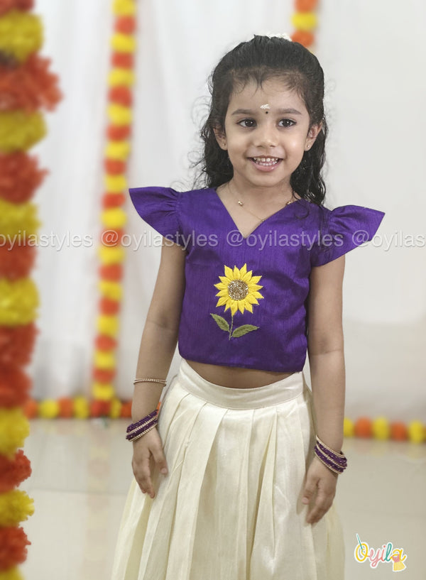 Sooriyam - Hand Embroidered Sunflower Ethnic Set