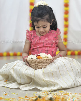 Pavazham - Coral Pink Ethnic Set