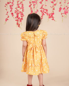 Sunny Petals – Yellow Polka Dot Dress with Crochet Flowers & Bag