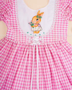 Bunny Tales - Hand Painted Christmas Cotton Frock