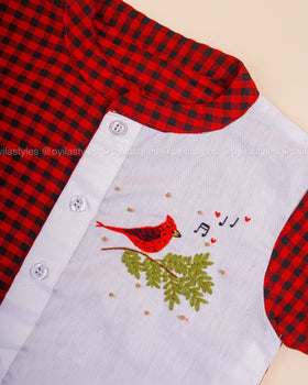 Cardinal Joy - Hand Embroidered Christmas Shirt
