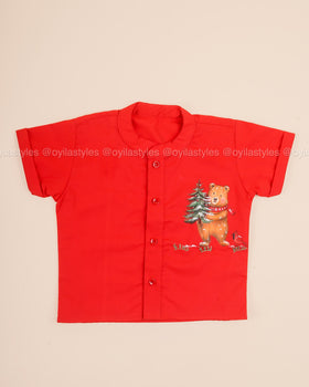 Bear-y Merry - Hand Painted Red Shirt