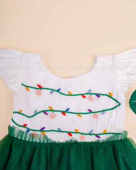 Twinkling Greens - Fluffy Christmas Frock