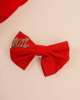 Bear-y Merry - Hand Painted Red Frock