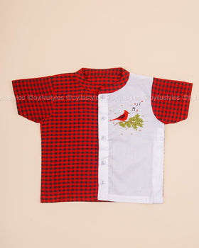 Cardinal Joy - Hand Embroidered Christmas Shirt
