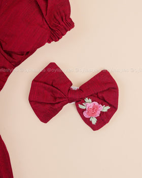 Rosy Elegance - Hand Embroidered Pink Silk Frock