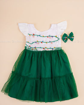 Twinkling Greens - Fluffy Christmas Frock