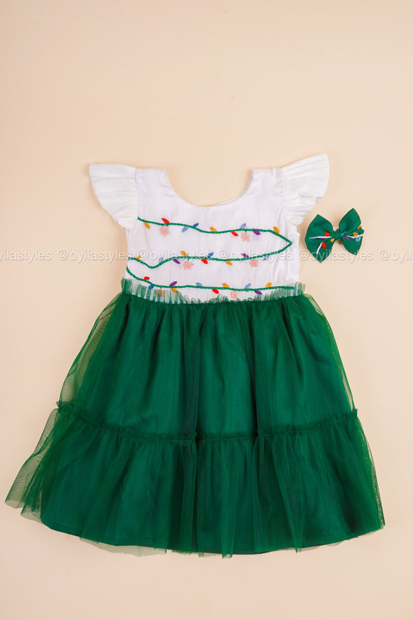Twinkling Greens - Fluffy Christmas Frock