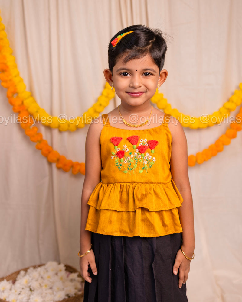 Kannikai – Cotton hand embroidered skirt and top