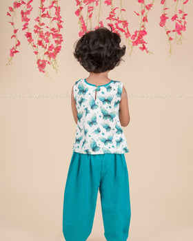 Butterfly Breeze – Pleated Top & Skirt Cotton Set for Girls