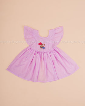 Anaya – Lavender Baby Dress Set with Hand-Embroidered Teddy
