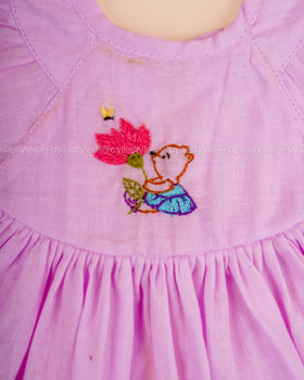 Anaya – Lavender Baby Dress Set with Hand-Embroidered Teddy