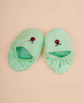 Vaigai – Mint Green Dress Set with Ladybug Embroidery