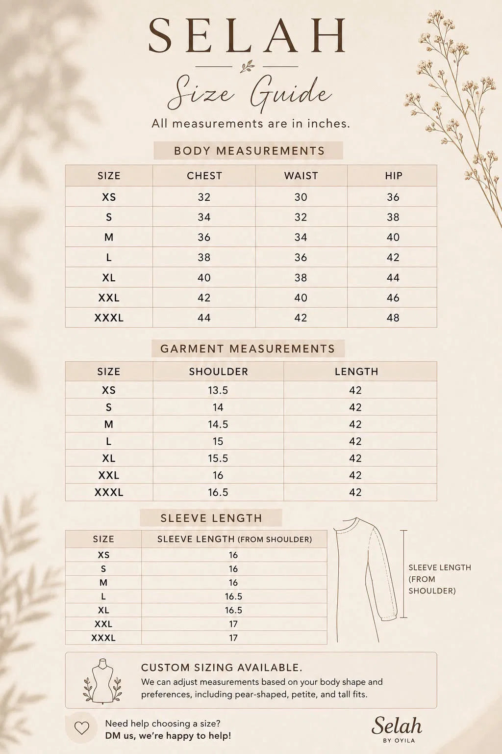 Size chart